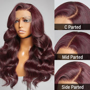 Dark Burgundy 99J Loose Body Wave 5x5 Closure Lace Glueless Wig 100% Human Hair