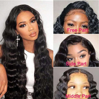 Loose Deep Wave 13x4 Lace Front Wig Human Hair Pre Plucked with Baby Hair 180 Density Brazilian Virgin Human Hair Wig