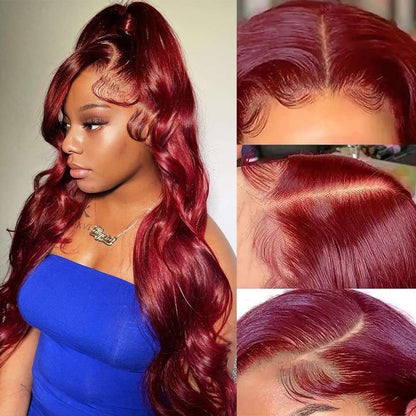 Burgundy Lace Front Wigs Human Hair 180% Density  13X4 Body Wave Lace Front Wig