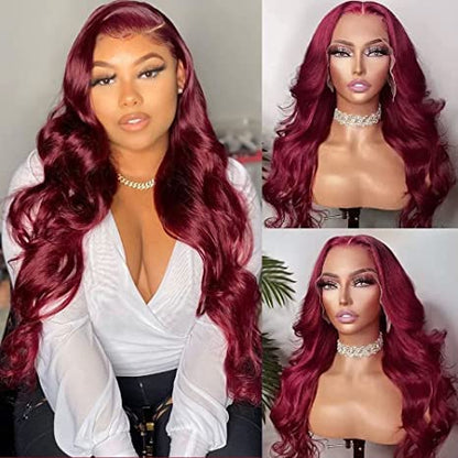 Burgundy Lace Front Wigs Human Hair 180% Density  13X4 Body Wave Lace Front Wig