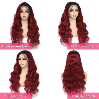 99J Burgundy 13x4 Lace Front Wigs Human Hair Body Wave HD Lace Frontal Wig