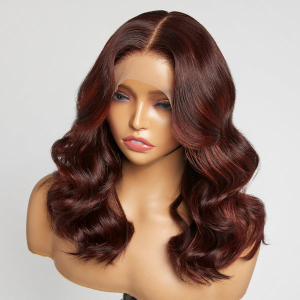 Limited Design | Copper Red Highlight Loose Wave 5x5 Closure Lace Glueless Mid Part Long Wig 100% Human Hair