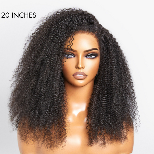 Realistic Kinky Edges Afro Curly Long Wig 100% Human Hair