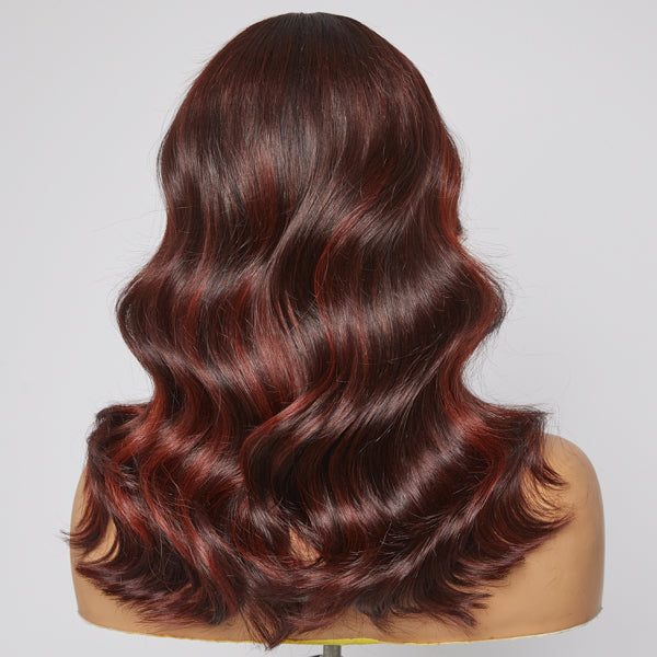 Limited Design | Copper Red Highlight Loose Wave 5x5 Closure Lace Glueless Mid Part Long Wig 100% Human Hair