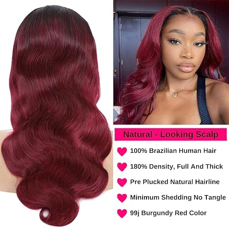 99J Burgundy 13x4 Lace Front Wigs Human Hair Body Wave HD Lace Frontal Wig