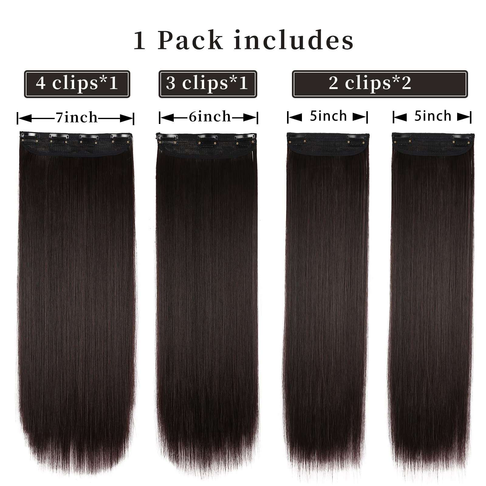 Clip in Human Hair  4PCS  Straight Brazilian Human Hair