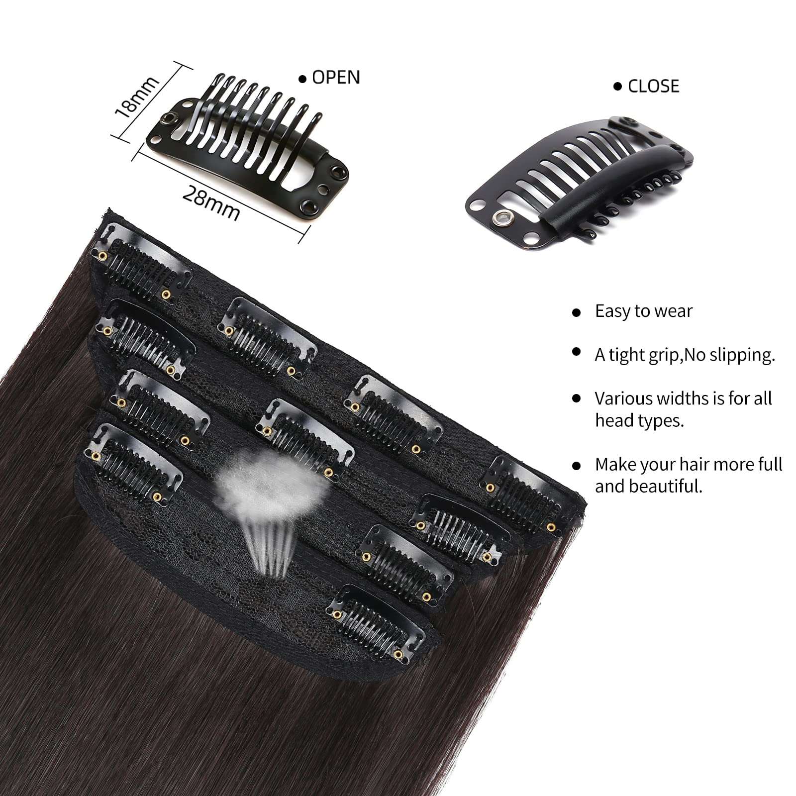 Clip in Human Hair  4PCS  Straight Brazilian Human Hair