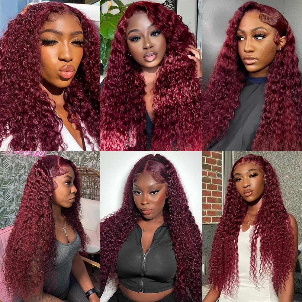 99J Wear and Go Glueless 180% Density Wig Human Hair Deep Wave Lace Closure Wig