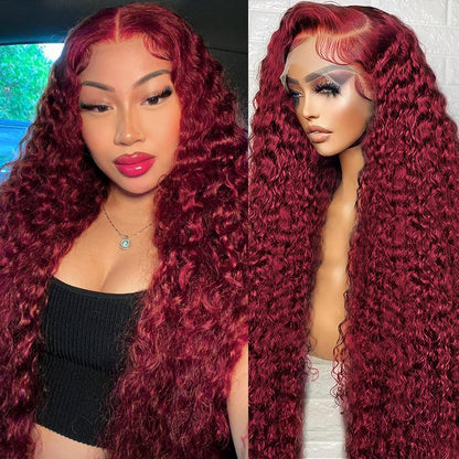 99J Wear and Go Glueless 180% Density Wig Human Hair Deep Wave Lace Closure Wig