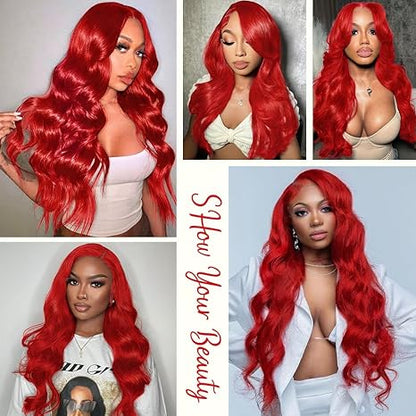 Red Wig Human Hair 13x4 Body Wave Lace Front Wigs Human Hair