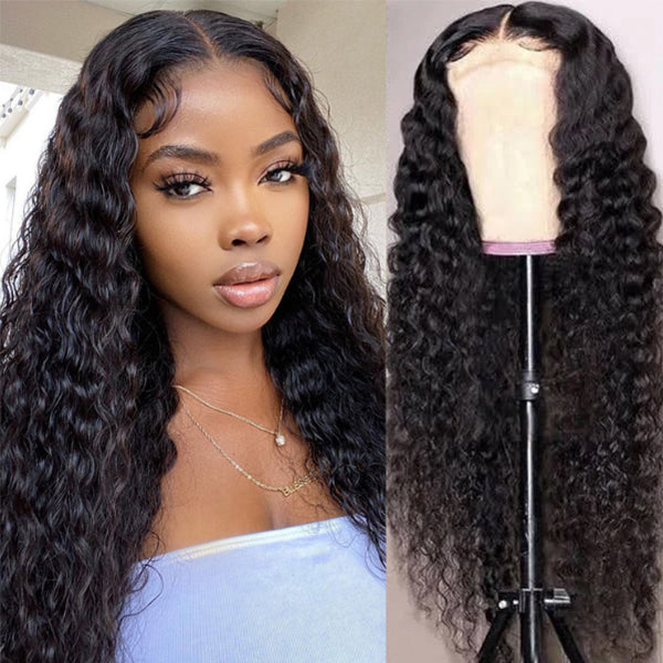 Wet And Wavy Mid Part Glueless 5x5 Closure  Lace Wig