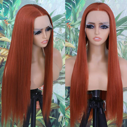 Season Limited! Ginger Orange Straight Virgin Hair Lace Frontal Wig Fall hairstyle