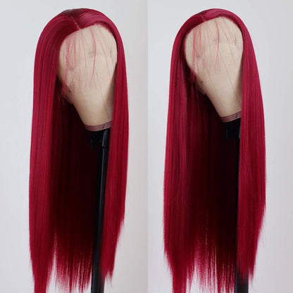 Red Glueless Lace Wigs 13x4 HD Front Wigs 180% Density Long Straight Wig