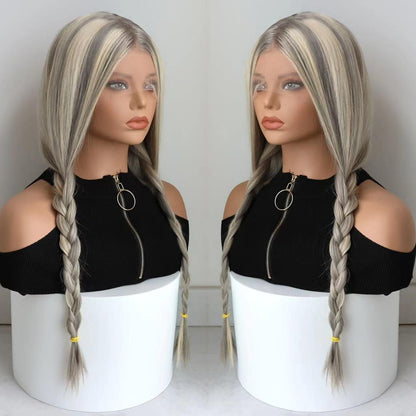 Ash Blonde Grey Highlight Wig Human Hair 13x4 Straight Lace Frontal Wig Brazilian 613 Colored