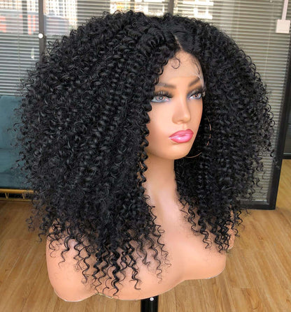 Curly Lace Front Wig Pre Plucked Kinky Curly Afro 5x5 Lace Long Wig  100% Human Hair