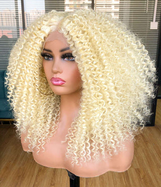 613 Curly Lace Front Wig Pre Plucked Kinky Curly Afro Wigs for Black Women Blonde 13x4  Human Hair Curly Wig