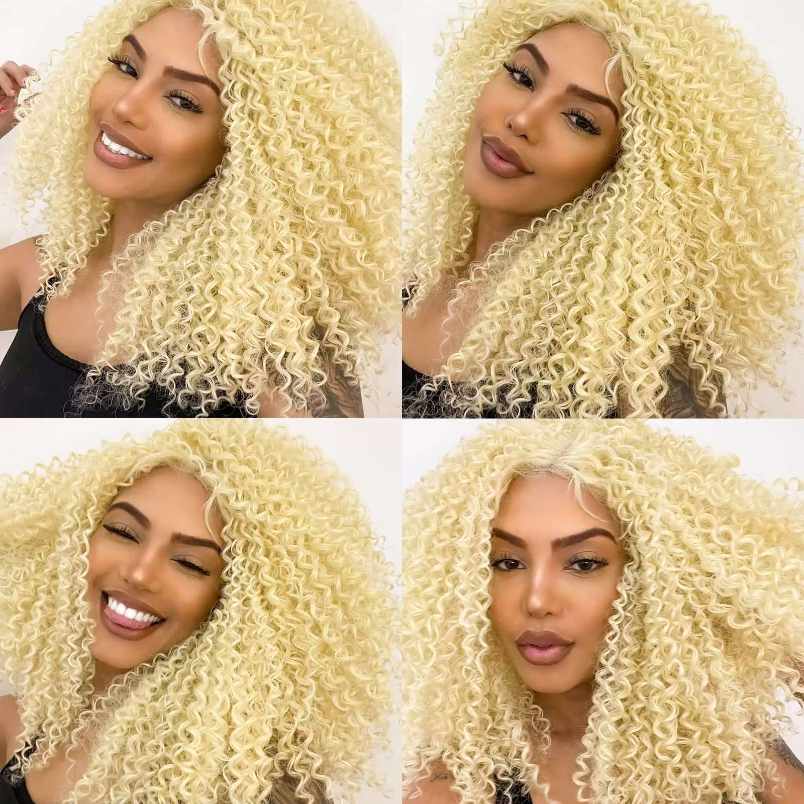 613 Curly Lace Front Wig Pre Plucked Kinky Curly Afro Wigs for Black Women Blonde 13x4  Human Hair Curly Wig