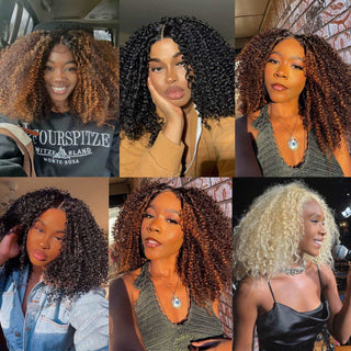 613 Curly Lace Front Wig Pre Plucked Kinky Curly Afro Wigs for Black Women Blonde 13x4  Human Hair Curly Wig