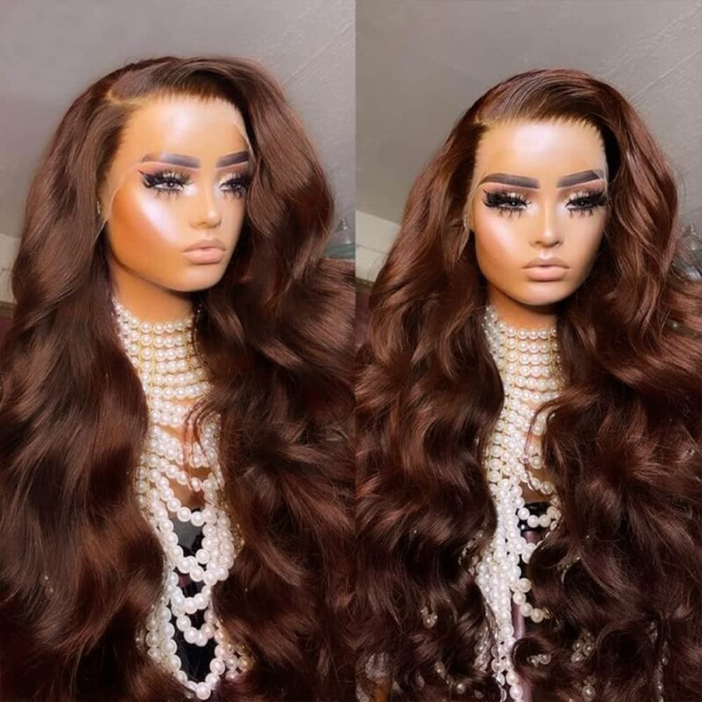 200% Density 13x4 Auburn Brown Body Wave Lace Front Wigs