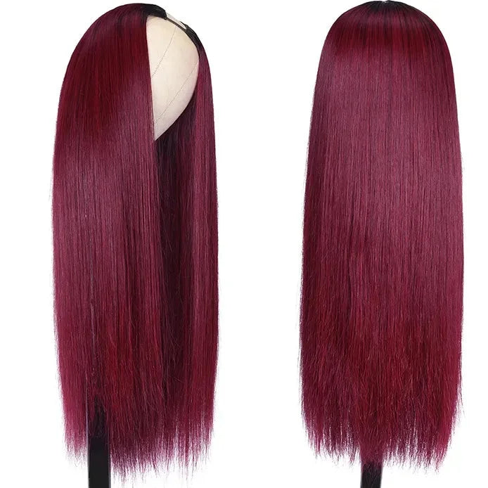 Burgundy Straight U Part Wig/V-Part Wig