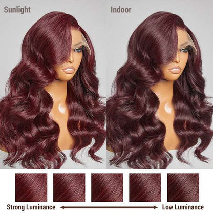 Dark Burgundy 99J Loose Body Wave 5x5 Closure Lace Glueless Wig 100% Human Hair