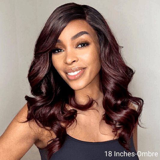 Dark Burgundy 99J Loose Body Wave 5x5 Closure Lace Glueless Wig 100% Human Hair