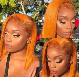 Ginger Orange Straight Bob Wig Lace Front Human Hair Wigs For Women Human Hair Brazilian Bone Straight Lace Front Wigs On Sale