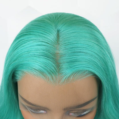 Green Body Wave Lace Front Wig Human Hair 180% Density