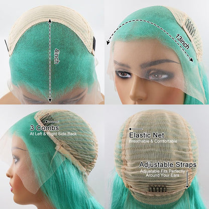 Green Body Wave Lace Front Wig Human Hair 180% Density