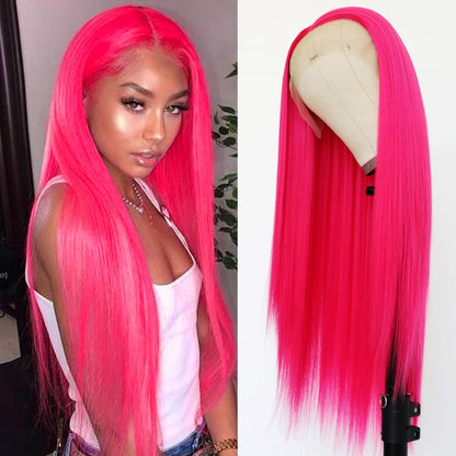 Pink Lace Front Wig Human Hair 13x3 Straight Wig