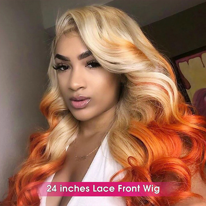 Ombre Blonde Ginger Color Body Wave Human Hair 180% Density