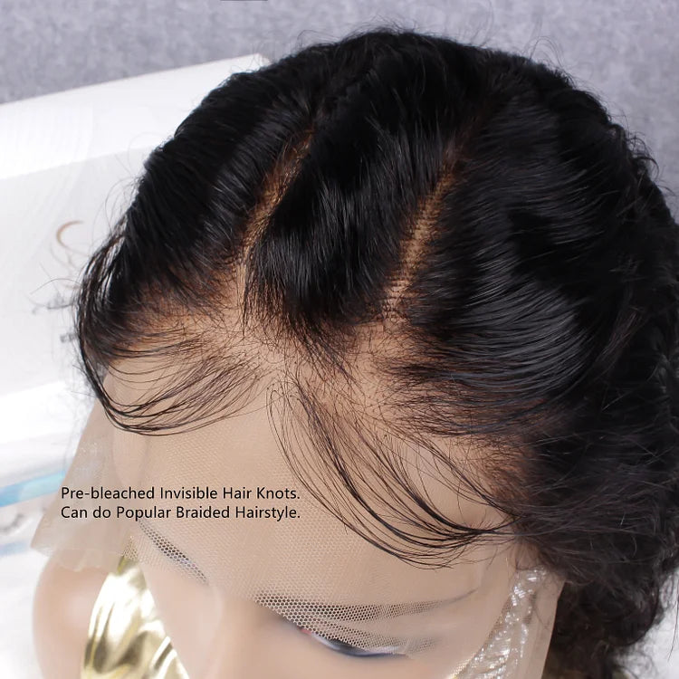 Natural Kinky Straight  13x4 Frontal HD Lace Long Wig 100% Human Hair