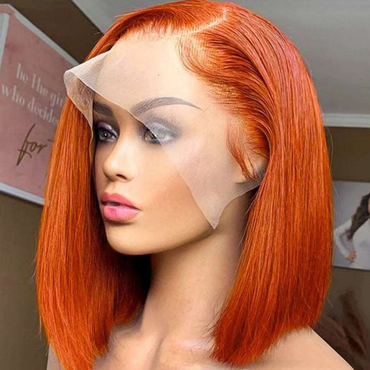 Ginger Orange Straight Bob Wig Lace Front Human Hair Wigs For Women Human Hair Brazilian Bone Straight Lace Front Wigs On Sale