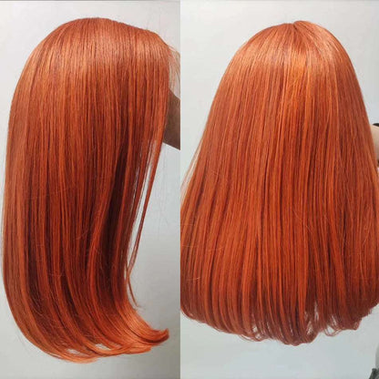 Ginger Orange Straight Bob Wig Lace Front Human Hair Wigs For Women Human Hair Brazilian Bone Straight Lace Front Wigs On Sale