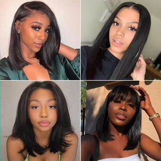 Straight Glueless 13*4 Frontal Lace  Wear and Go Shot Bob Wig