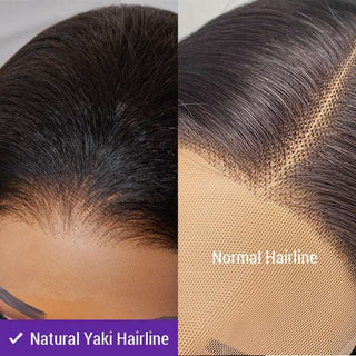 Natural Hairline Yaki Straight 13x4 Frontal Undetectable HD Lace Long Wig 100% Human Hair