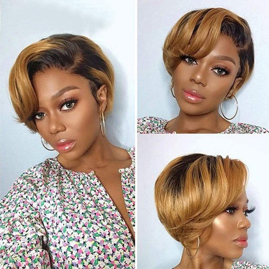 Pixie Cut Lace Front Wigs Human Hair OT27 Color 13x4x1 Lace Front Wigs Human Hair Short Bob