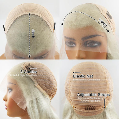 Platinum Blonde Lace Front Wigs Human Hair #60 Body Wave 13X4 Human Hair Wig