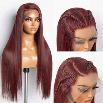 Reddish Bronze C Part Multiplicity Styling Straight 13x4 Frontal Lace Ear-to-ear Wig