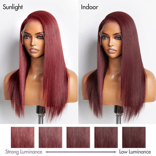 Reddish Bronze C Part Multiplicity Styling Straight 13x4 Frontal Lace Ear-to-ear Wig