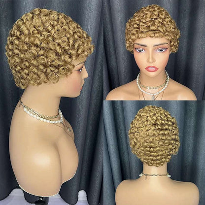 6 Inches Stunning PIXIE Short Curly Bob Lace Frontal Wig Red pixie cut 100% human hair wig