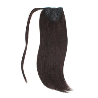 Straight Wrap-around Magic Velcro With Clip In Human Hair Ponytail Extension