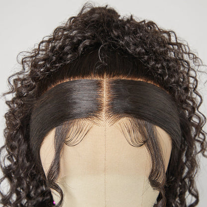 Limited Design | Zoe Unique Sleek-top Deep Wave 13x4 Frontal Lace Mid Part Long Wig 100% Human Hair