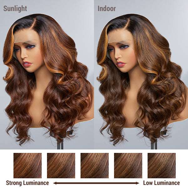 Girl's Day Sale| |Blonde Highlight Loose Body Wave 13x4 Frontal HD Lace Long Left Side part Wig 100% Human Hair