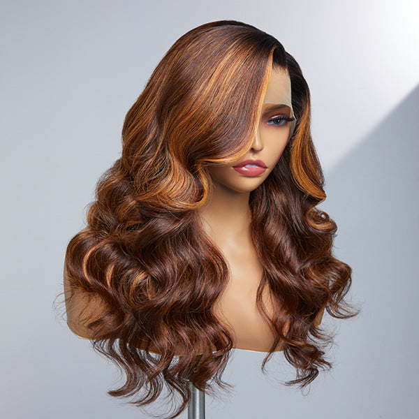 Blonde Highlight Loose Body Wave 13x4 Frontal HD Lace  100% Human Hair