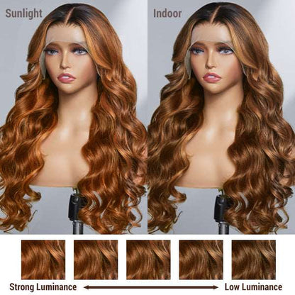 Limited Design | Honey Blonde Highlights Loose Wave 13X4 Frontal Lace Mid Part Long Wig 180% density 100% Human Hair