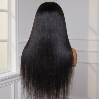 Natural Hairline Yaki Straight 13x4 Frontal Undetectable HD Lace Long Wig 100% Human Hair