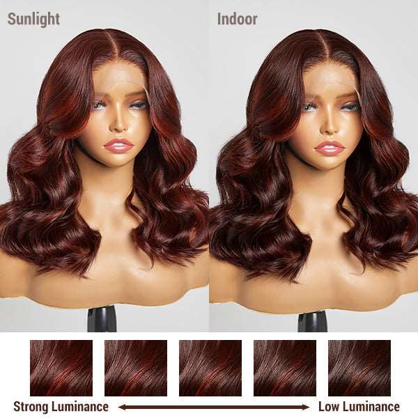 Limited Design | Copper Red Highlight Loose Wave 5x5 Closure Lace Glueless Mid Part Long Wig 100% Human Hair