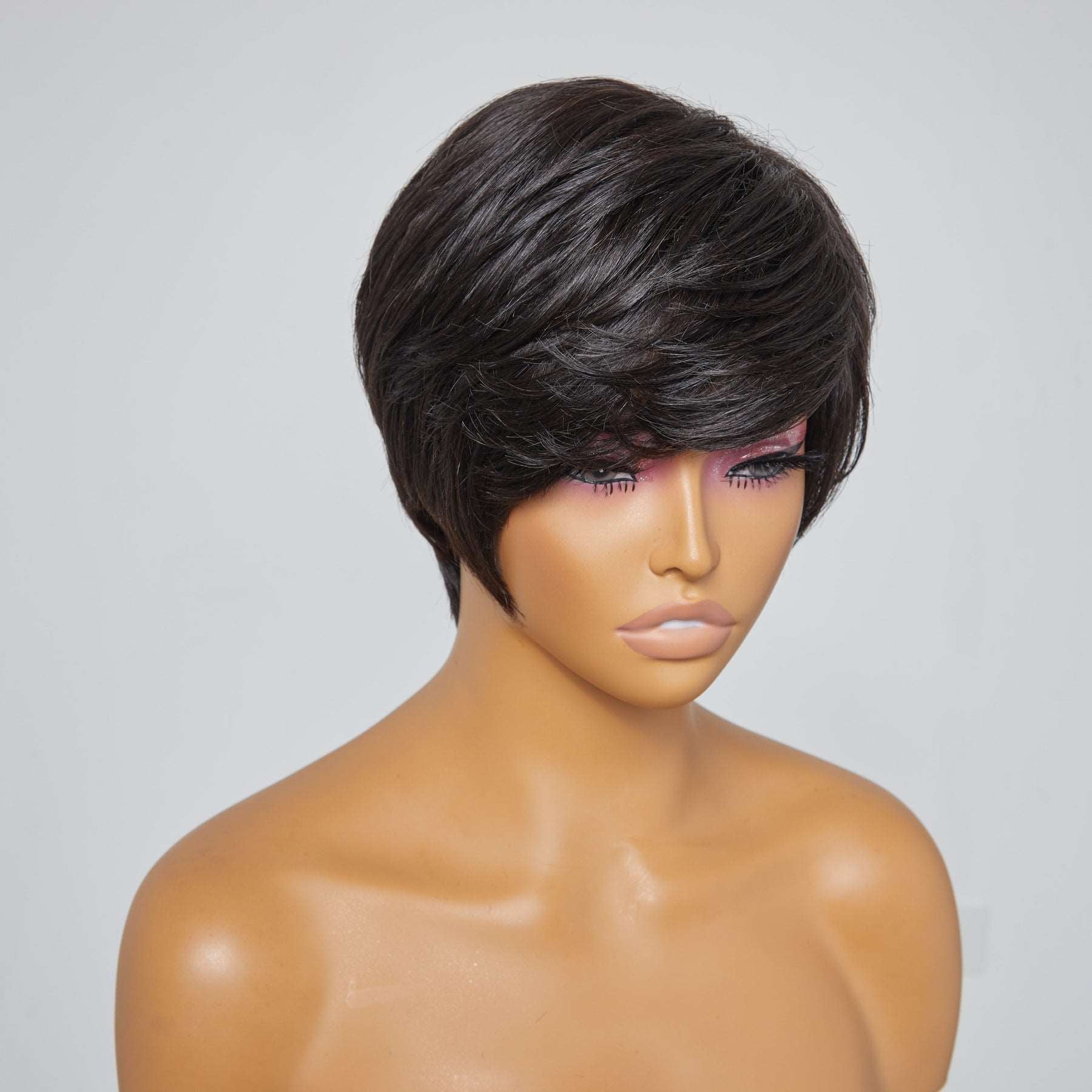 Boss Vibe With Side-swept Bangs No Lace Glueless Short Wig 100% Human Hair