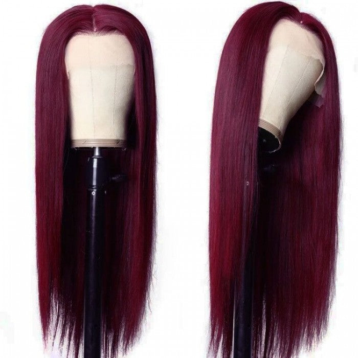 Invisible HD Lace Frontal Dark 99J Burgundy Straight 13x4 Lace Front Wigs for Women